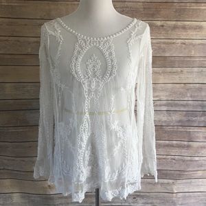 *Coachella!!! Embroidered Tulle Tunic* NWOT!